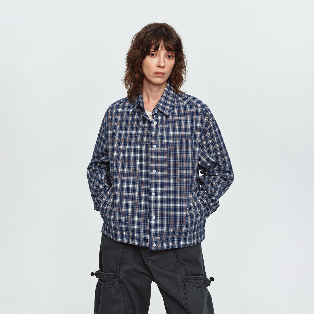 MADWITCH CROPPED OVERSIZED PLAID OVERSHIRT #AM26801