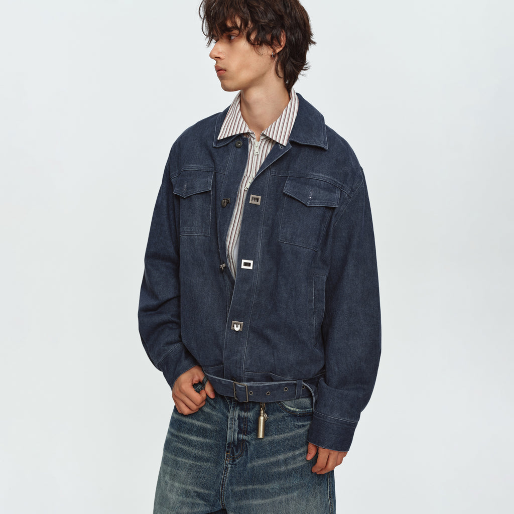 MADWITCH BELTED COLLARED UTILITY WORKWEAR JACKET #991505