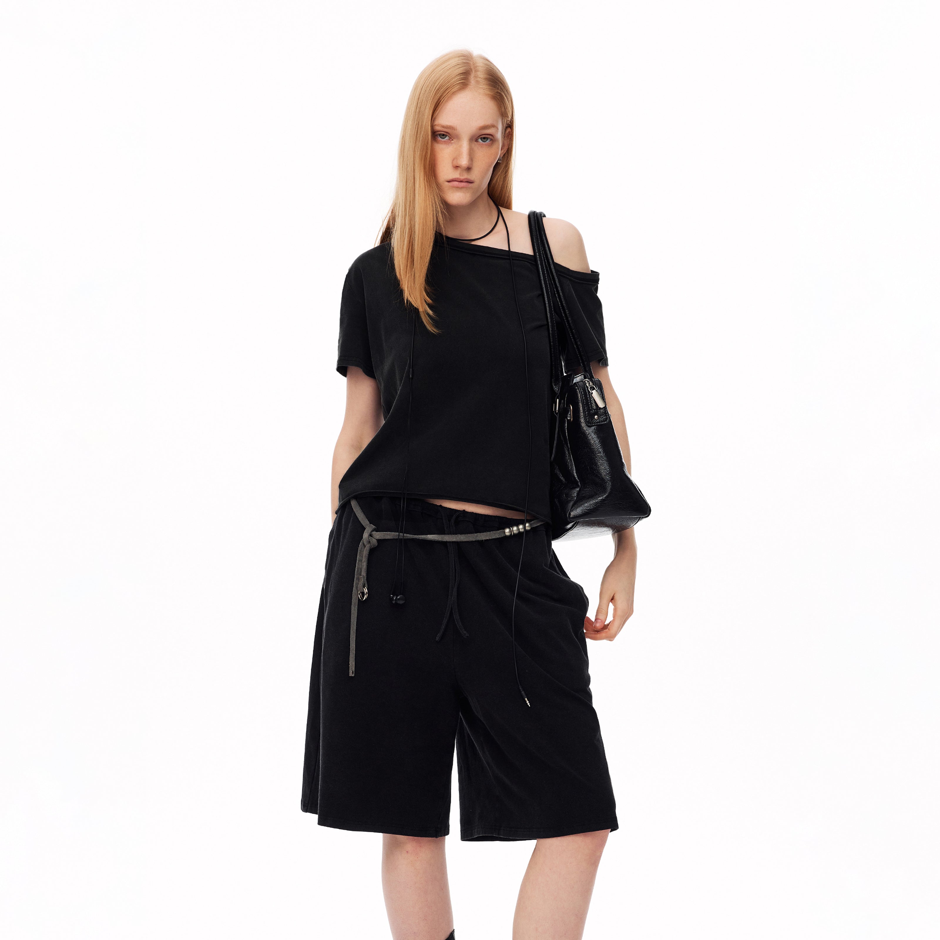 MADWITCH ASYMMETRIC OFF-SHOULDER SHIRT & CAPRI SET #C2026361 & C2026360