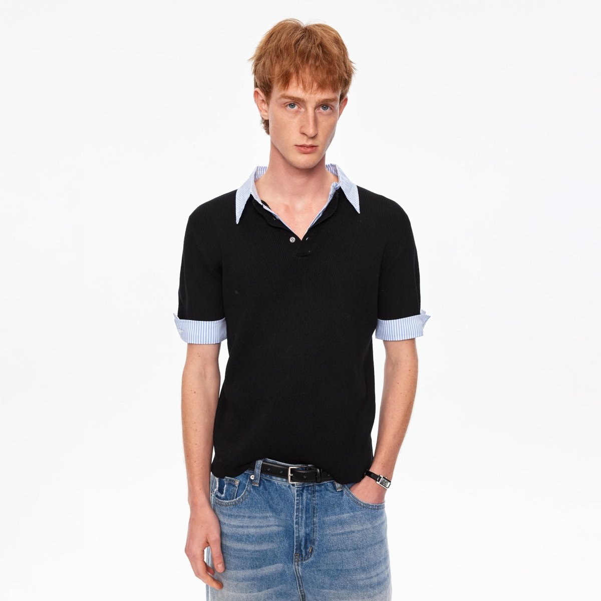 MADWITCH FAUX LAYER KNIT TEE MY615 - MadWitch Store