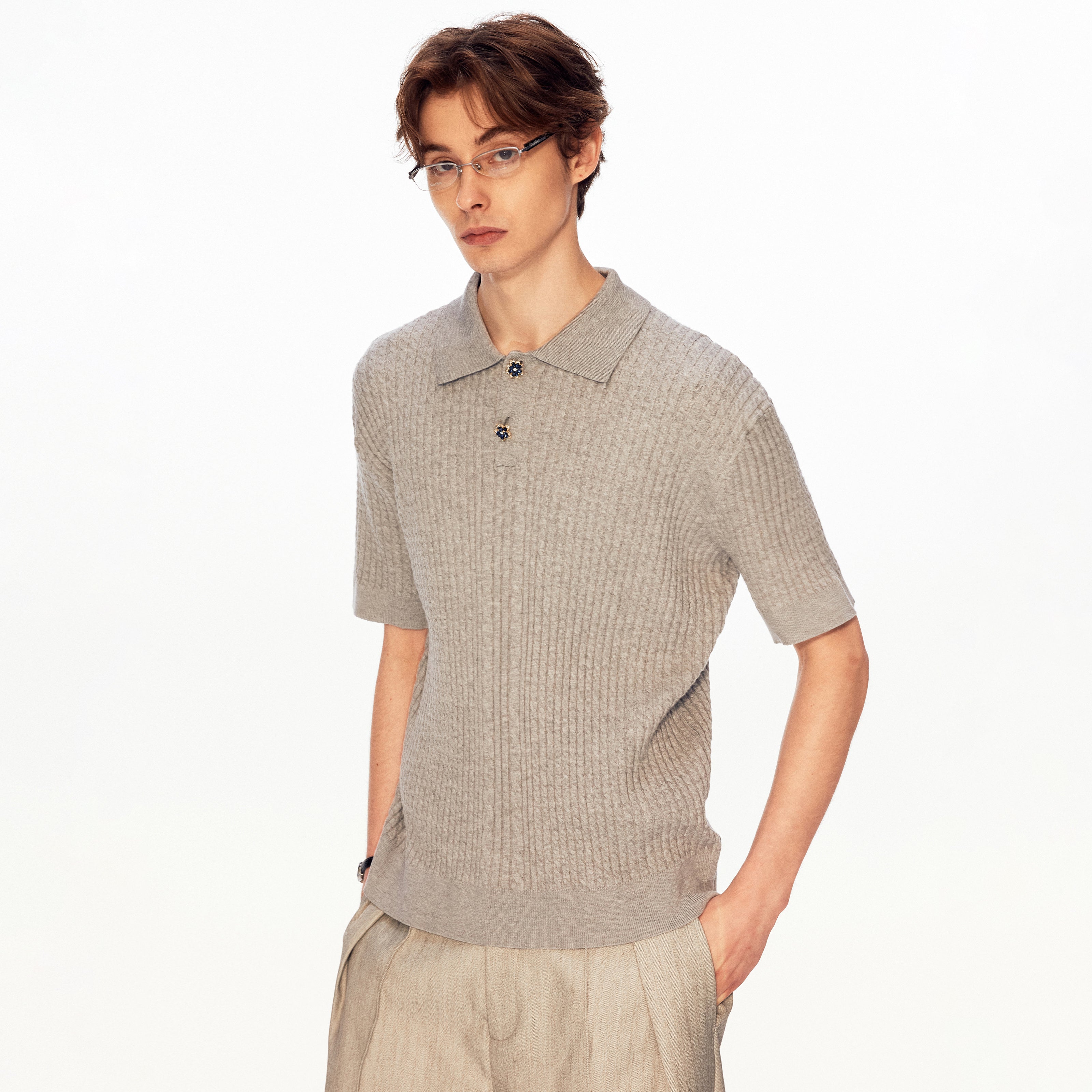 MADWITCH CABLE RIBBED POLO TEE #3011