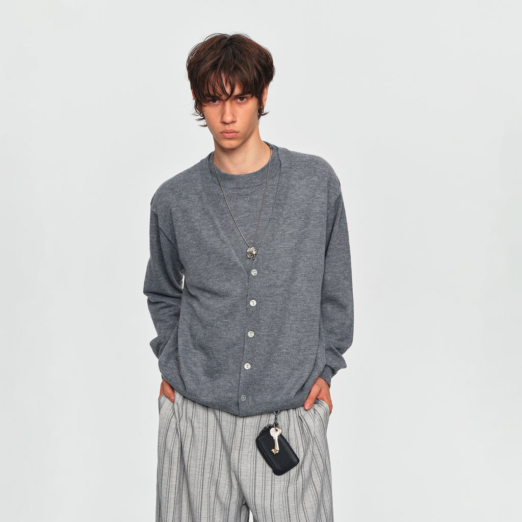 MADWITCH FAKE-TWO-PIECE KNIT SWEATER #MY2602