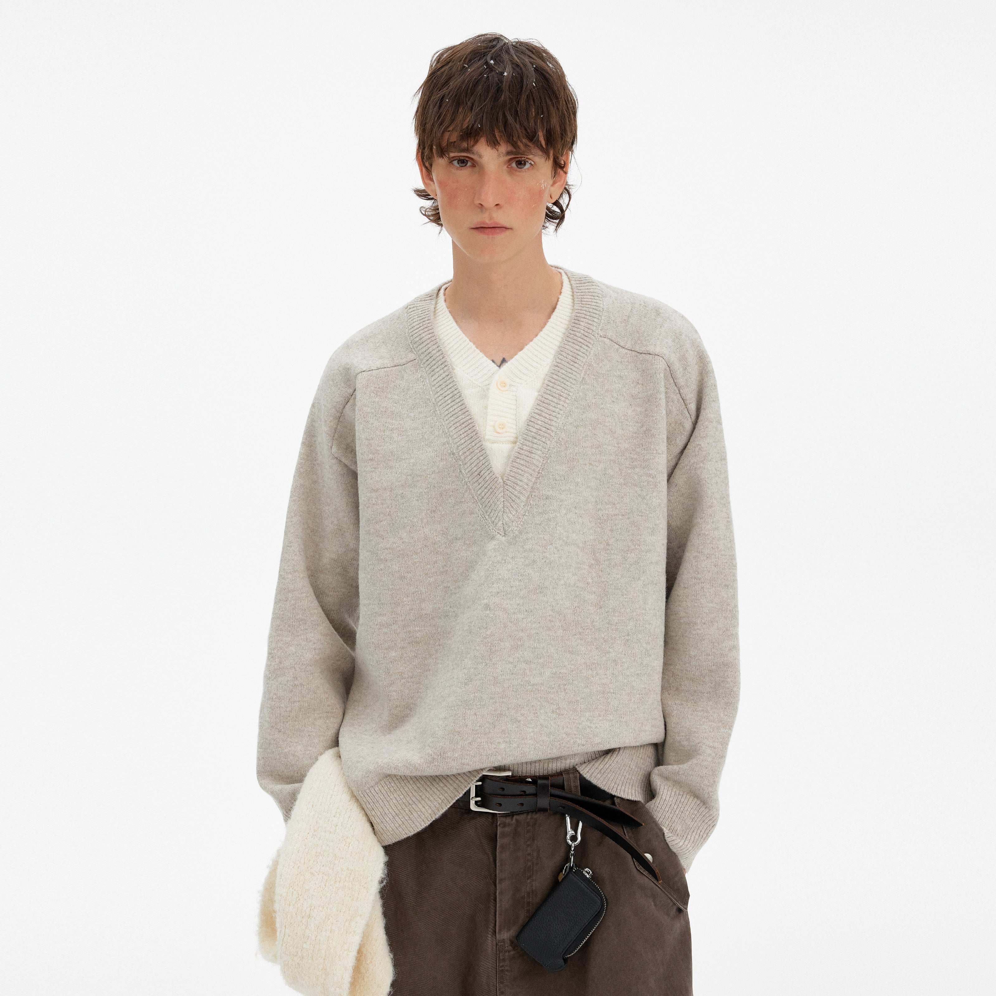 MADWITCH RETRO LAYERED V-NECK SWEATER #68930