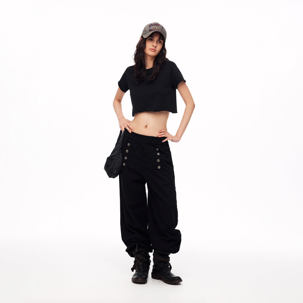 MADWITCH VINTAGE PALACE BUTTONED WIDE-LEG SWEATPANTS #L2026630