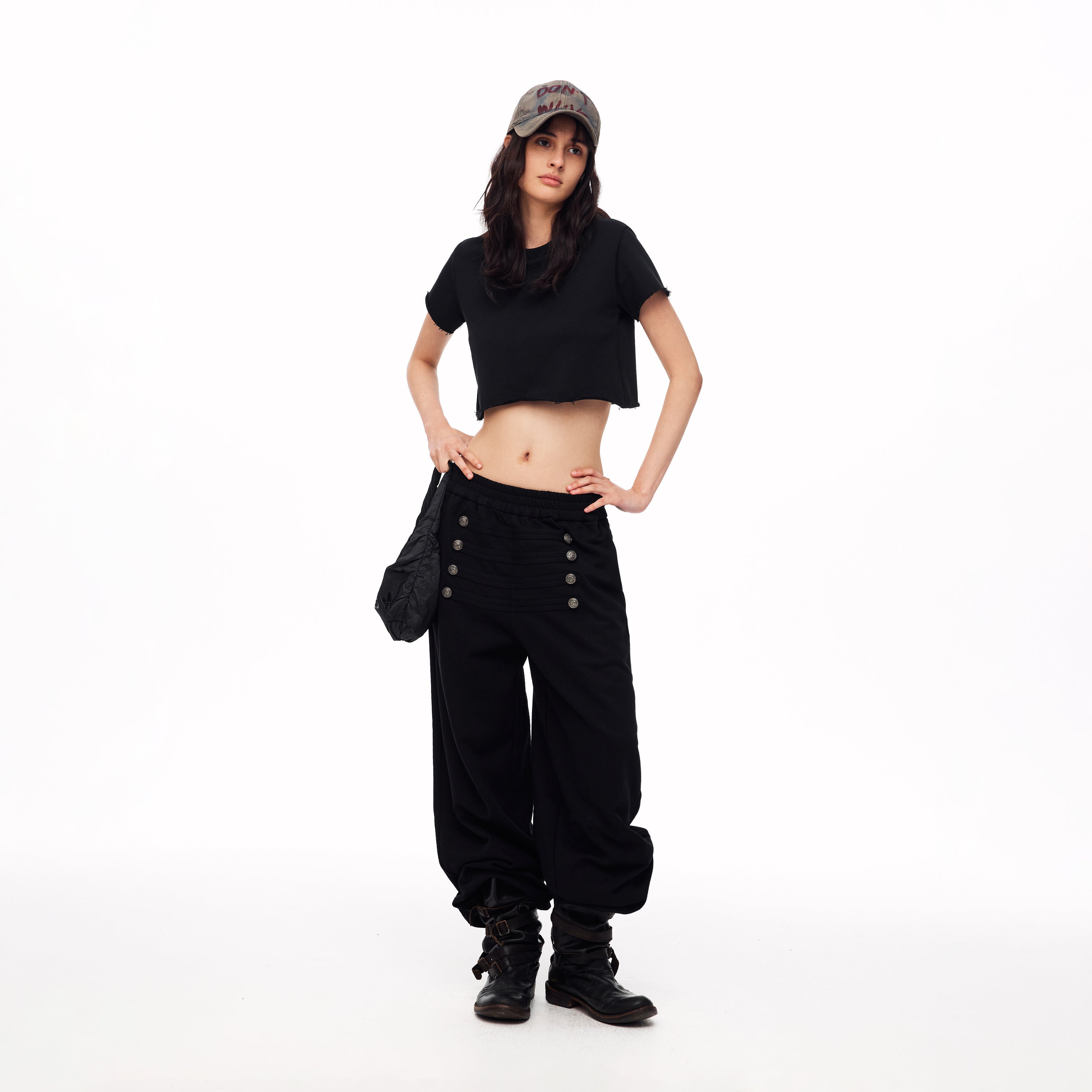 MADWITCH VINTAGE PALACE BUTTONED WIDE-LEG SWEATPANTS #L2026630