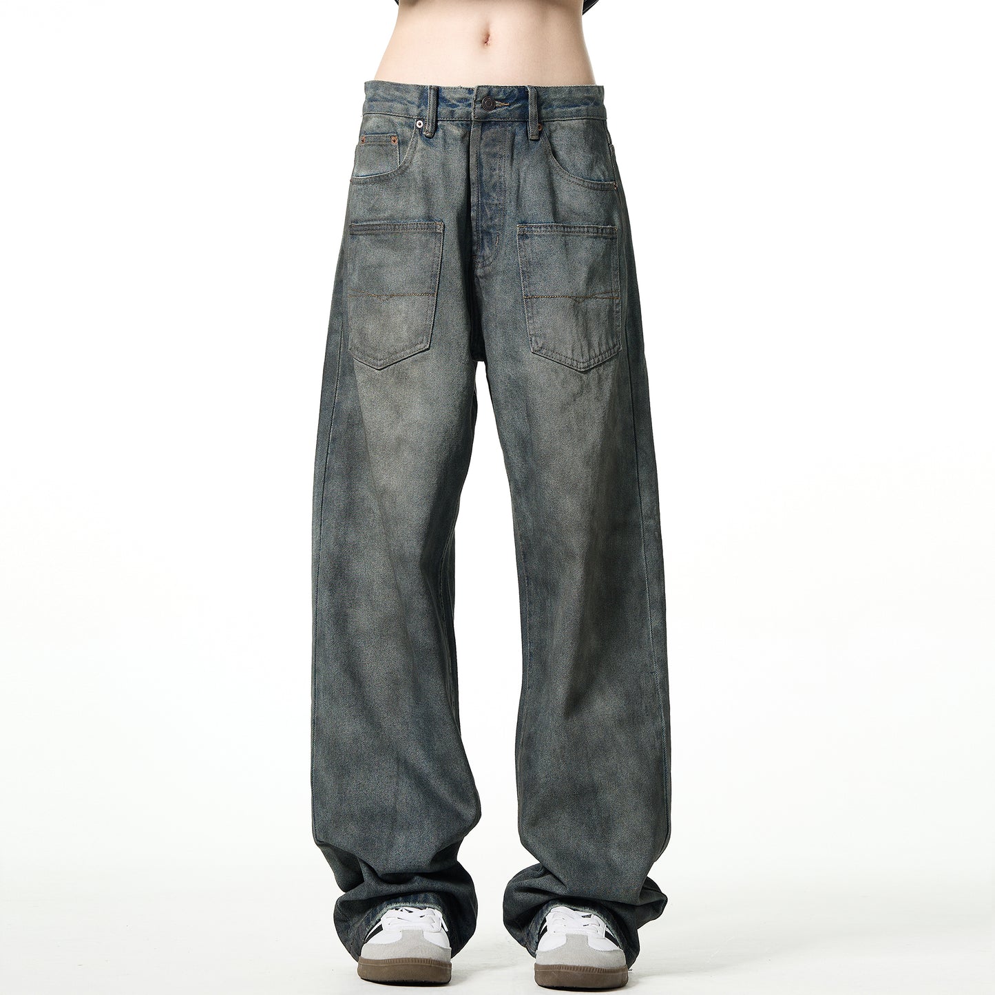 MADWITCH GRUNGE STRAIGHT-LEG JEANS #K5232