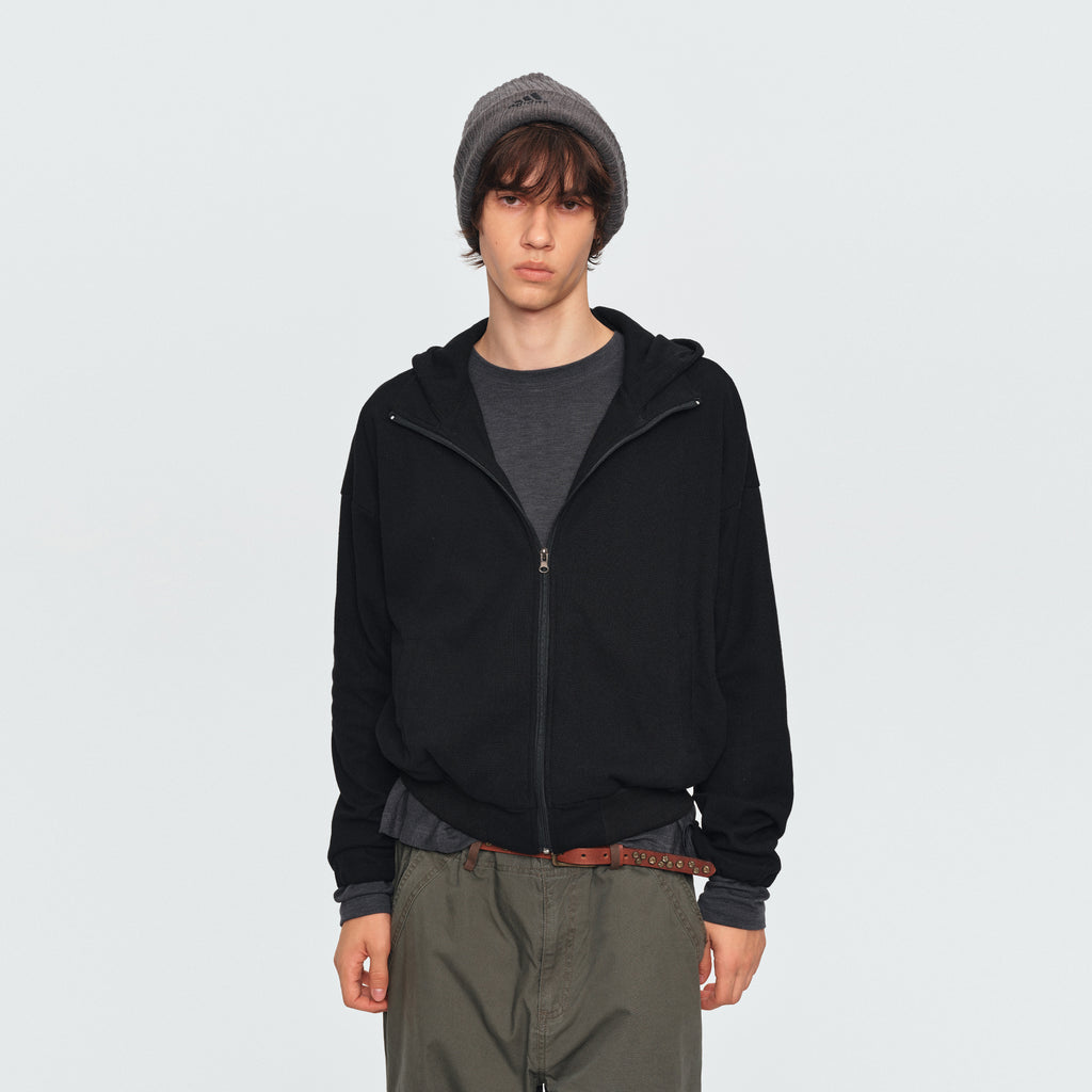 MADWITCH WAFFLE-KNIT CROPPED ZIP HOODIE #2605WT5091