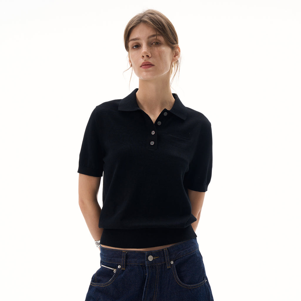 MADWITCH POLO COLLAR KNIT T-SHIRT #L99710