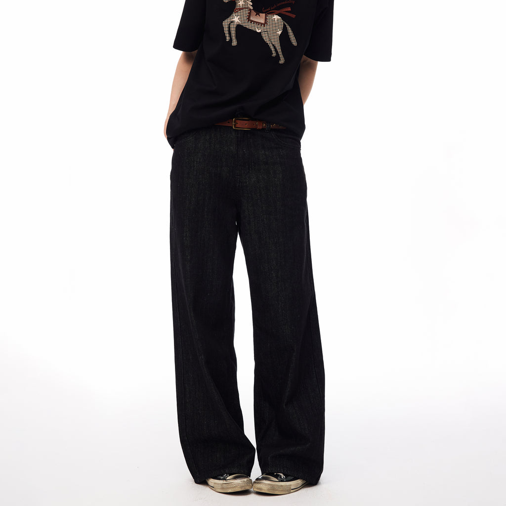MADWITCH EMBROIDERED RAW WASHED WIDE-LEG JEANS #DR3335