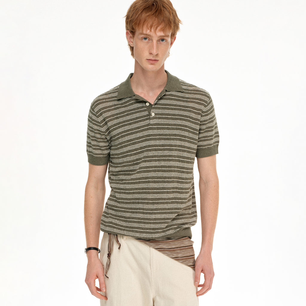 MADWITCH LINEN STRIPE POLO #86138
