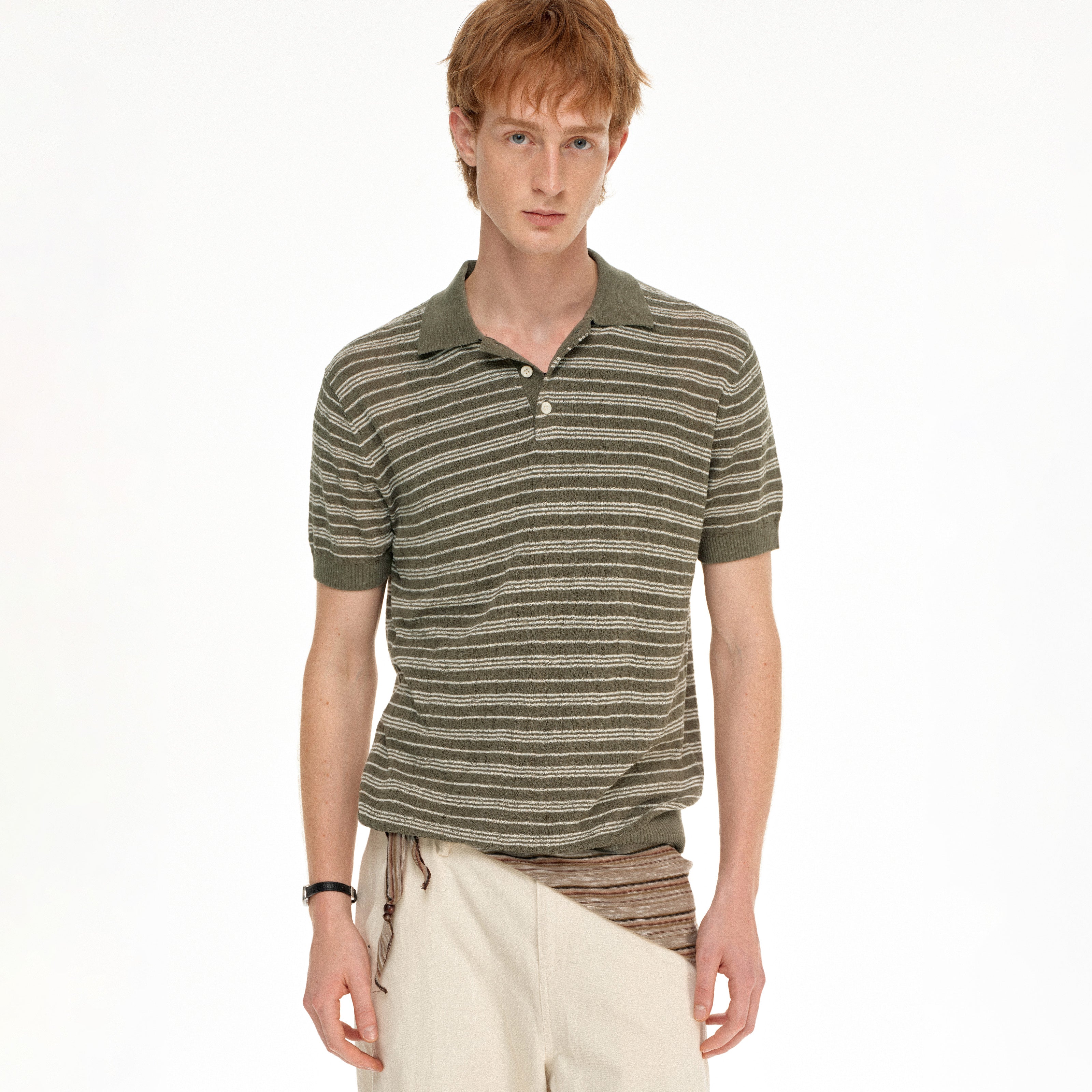 MADWITCH LINEN STRIPE POLO #86138