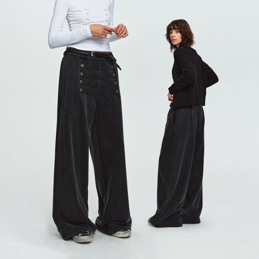 MADWITCH NAPOLEON-BUTTON WASHED RELAXED SWEATPANTS #L2026701