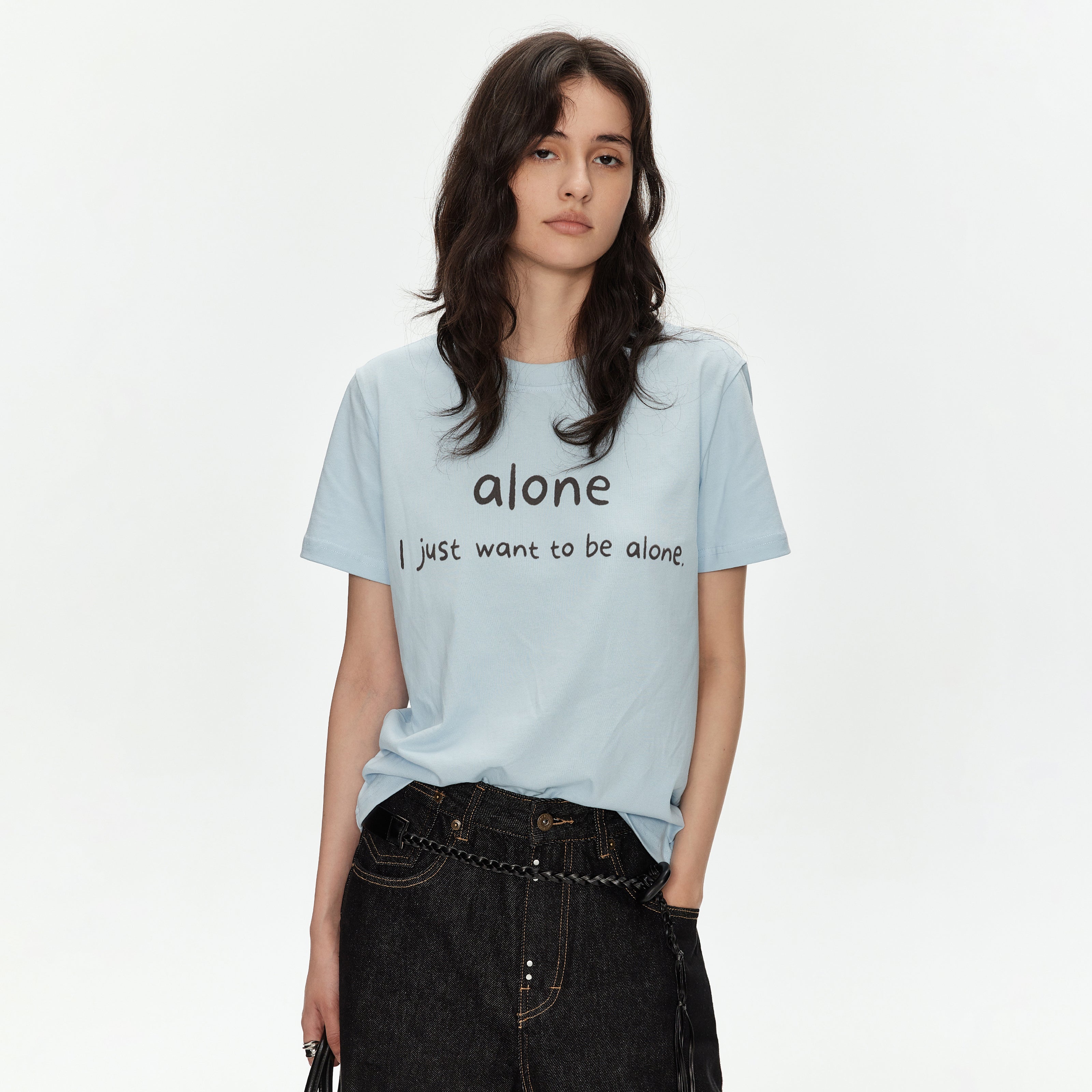 MADWITCH LETTER PRINT COUPLE TEE #MD4330