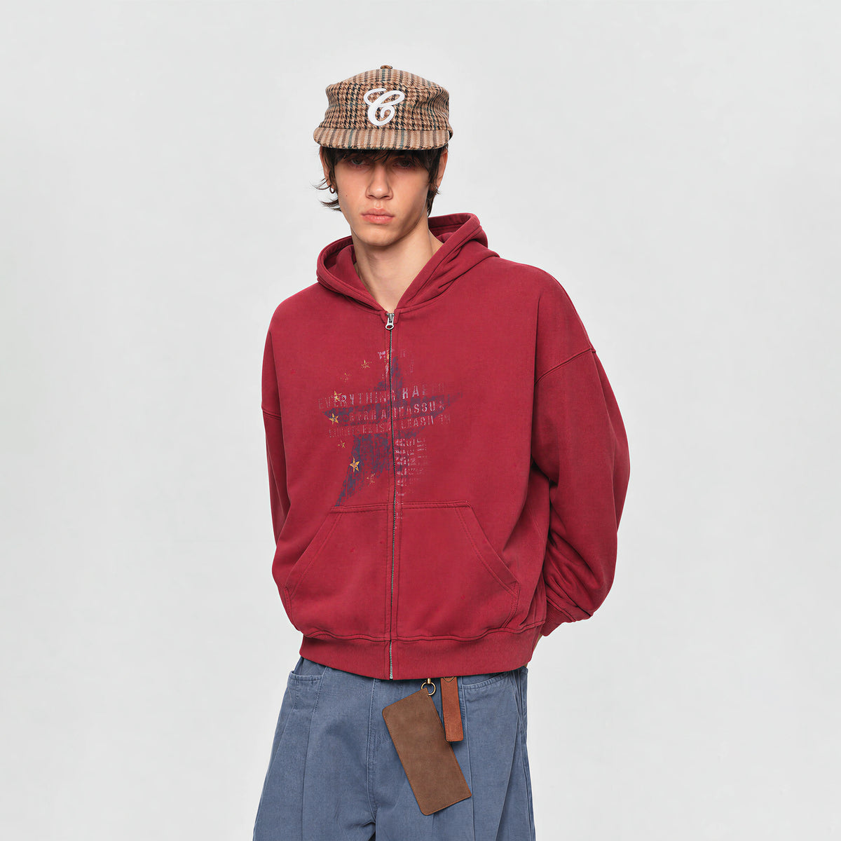 MADWITCH STAR GRAPHIC WASHED ZIP HOODIE #27561
