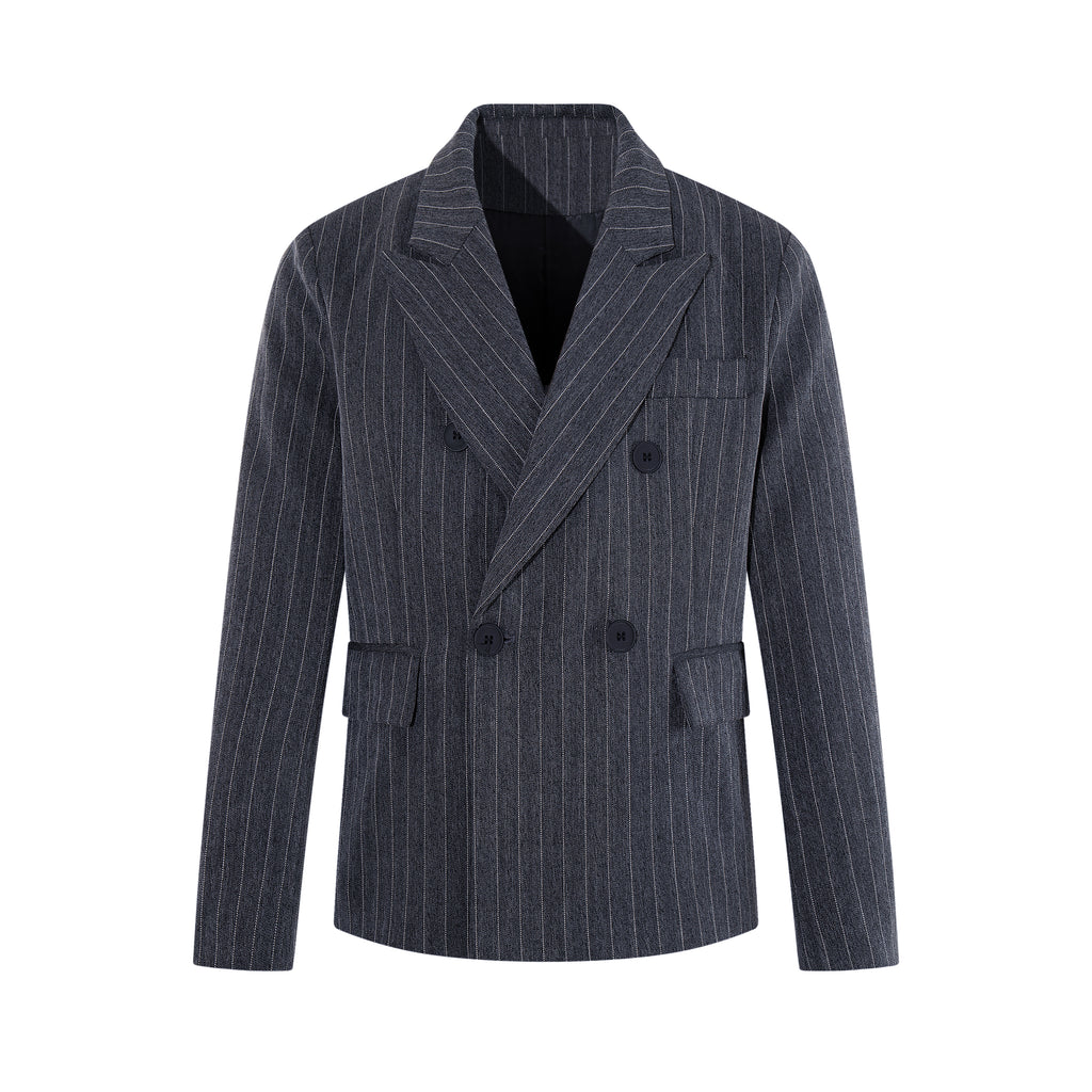 MADWITCH STRIPED DOUBLE-BREASTED OVERSIZED BLAZER #AW26123