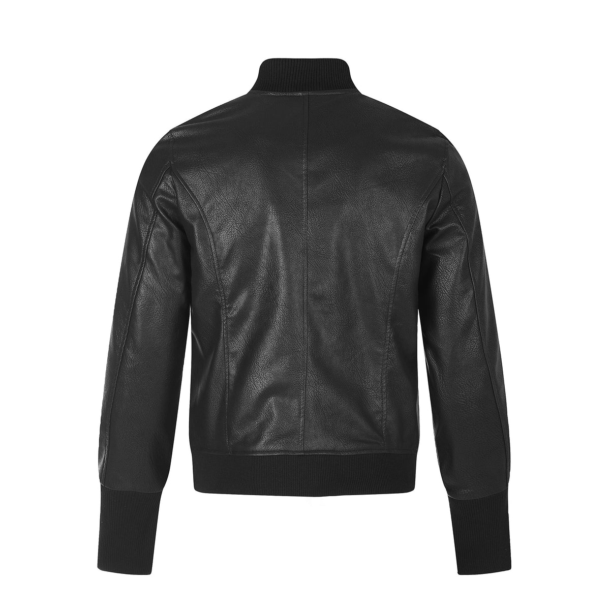 MADWITCH ASYMMETRICAL-ZIP STAND-COLLAR FAUX-LEATHER MOTO JACKET #CW1373N