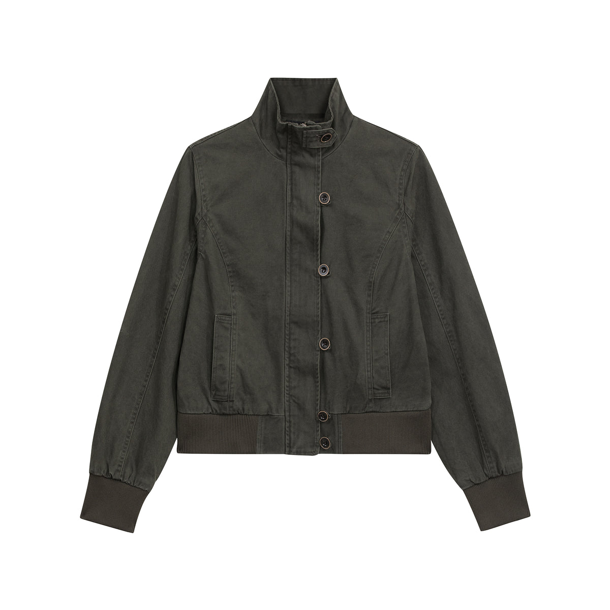 MADWITCH DRAWSTRING-BACK CROPPED STAND-COLLAR JACKET #N605