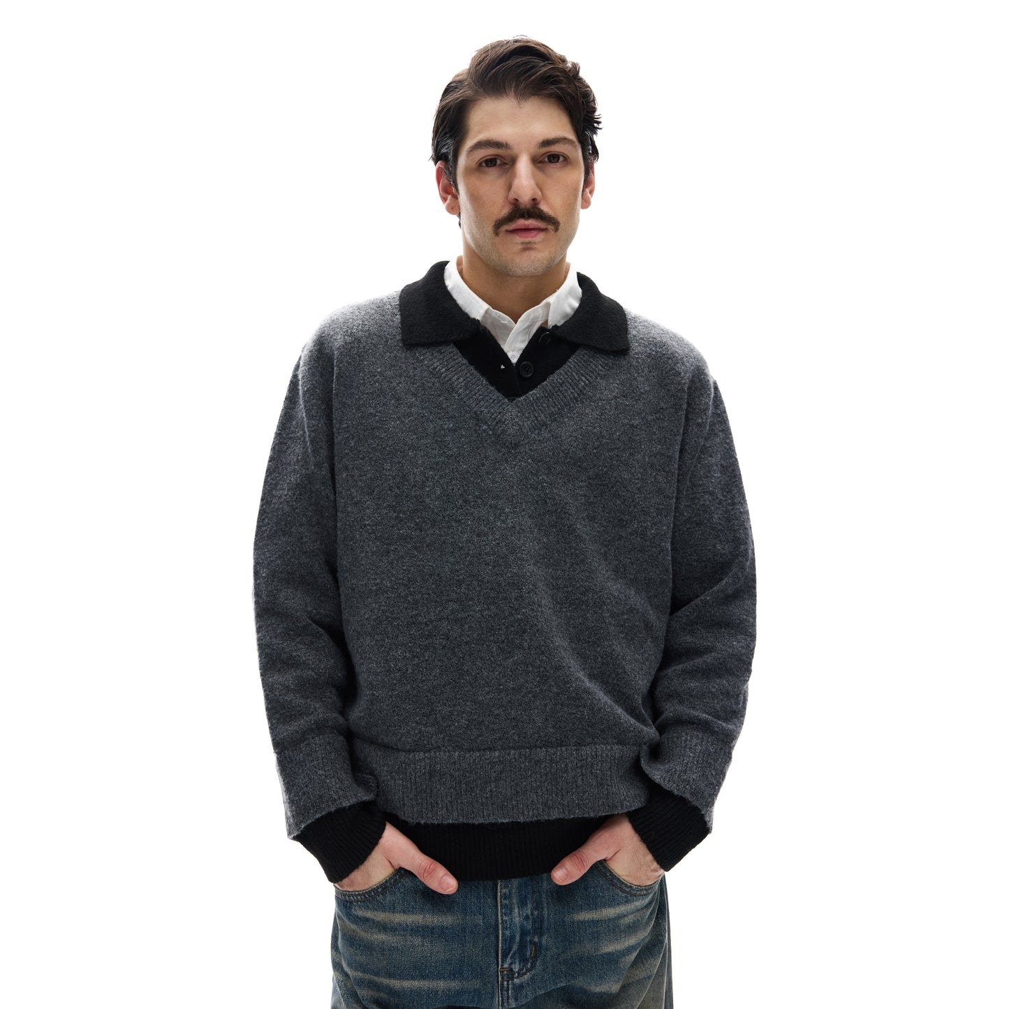 MADWITCH SPLIT COLLAR SWEATER #G530