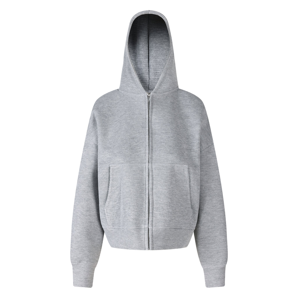 MADWITCH CROPPED WAFFLE-KNIT ZIP HOODIE #L2026736