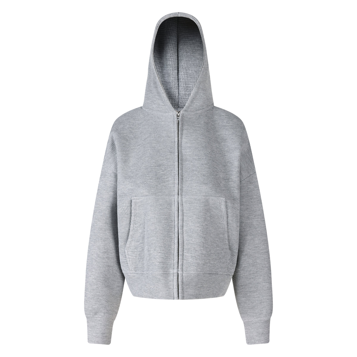 MADWITCH CROPPED WAFFLE-KNIT ZIP HOODIE #L2026736