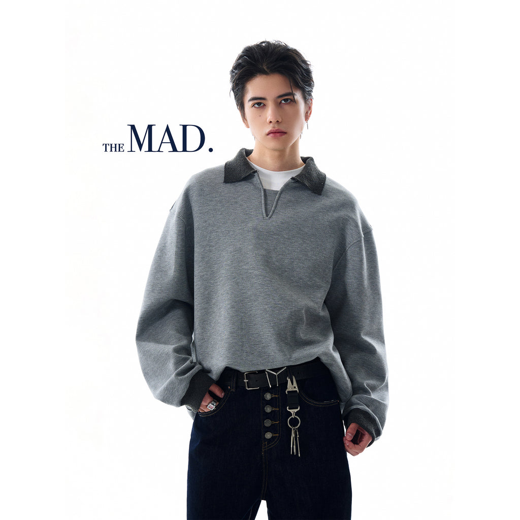 MADWITCH V-NECK MINIMALIST SWEATSHIRT #L567