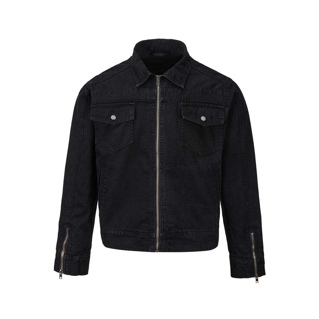 MADWITCH WASHED DISTRESSED COLLARED CROPPED DENIM JACKET #DY3016