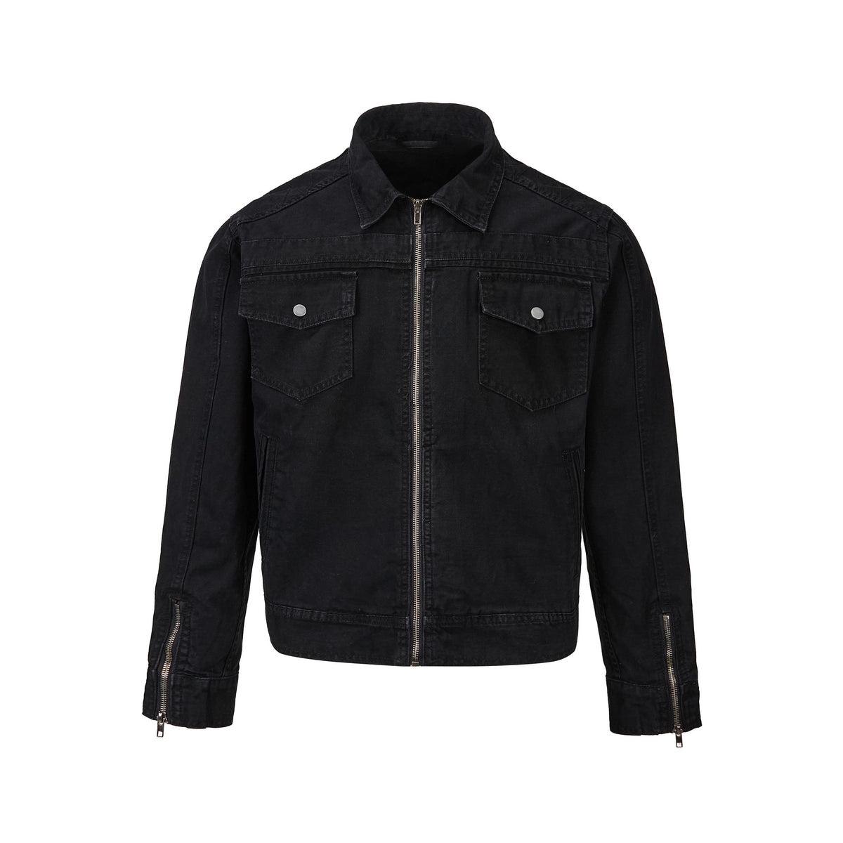 MADWITCH WASHED DISTRESSED COLLARED CROPPED DENIM JACKET #DY3016