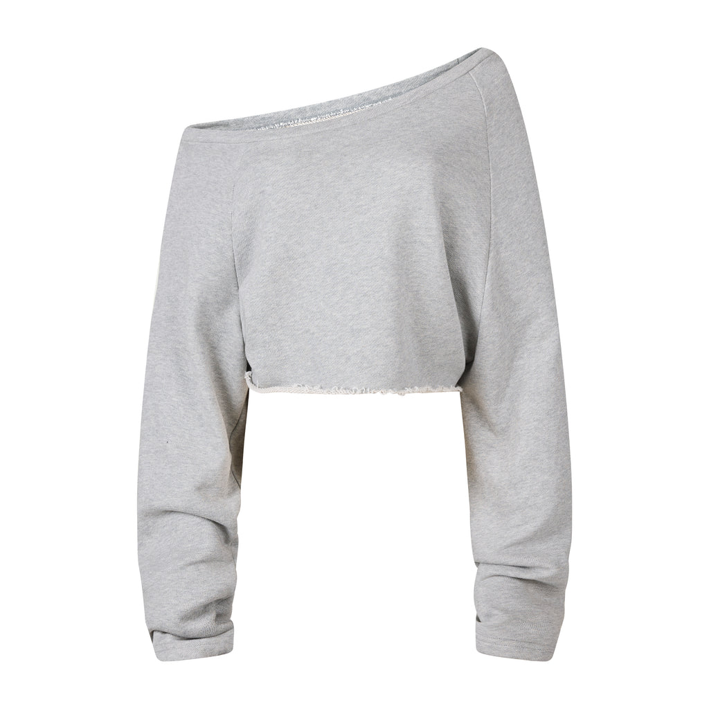 MADWITCH RAW-HEM ONE-SHOULDER CROPPED SWEATSHIRT #G2026114