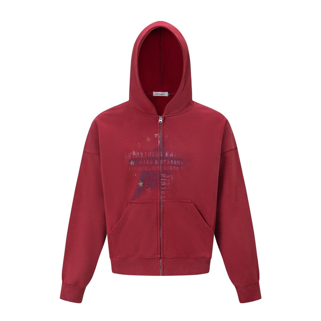 MADWITCH STAR GRAPHIC WASHED ZIP HOODIE 27561 - MadWitch Store