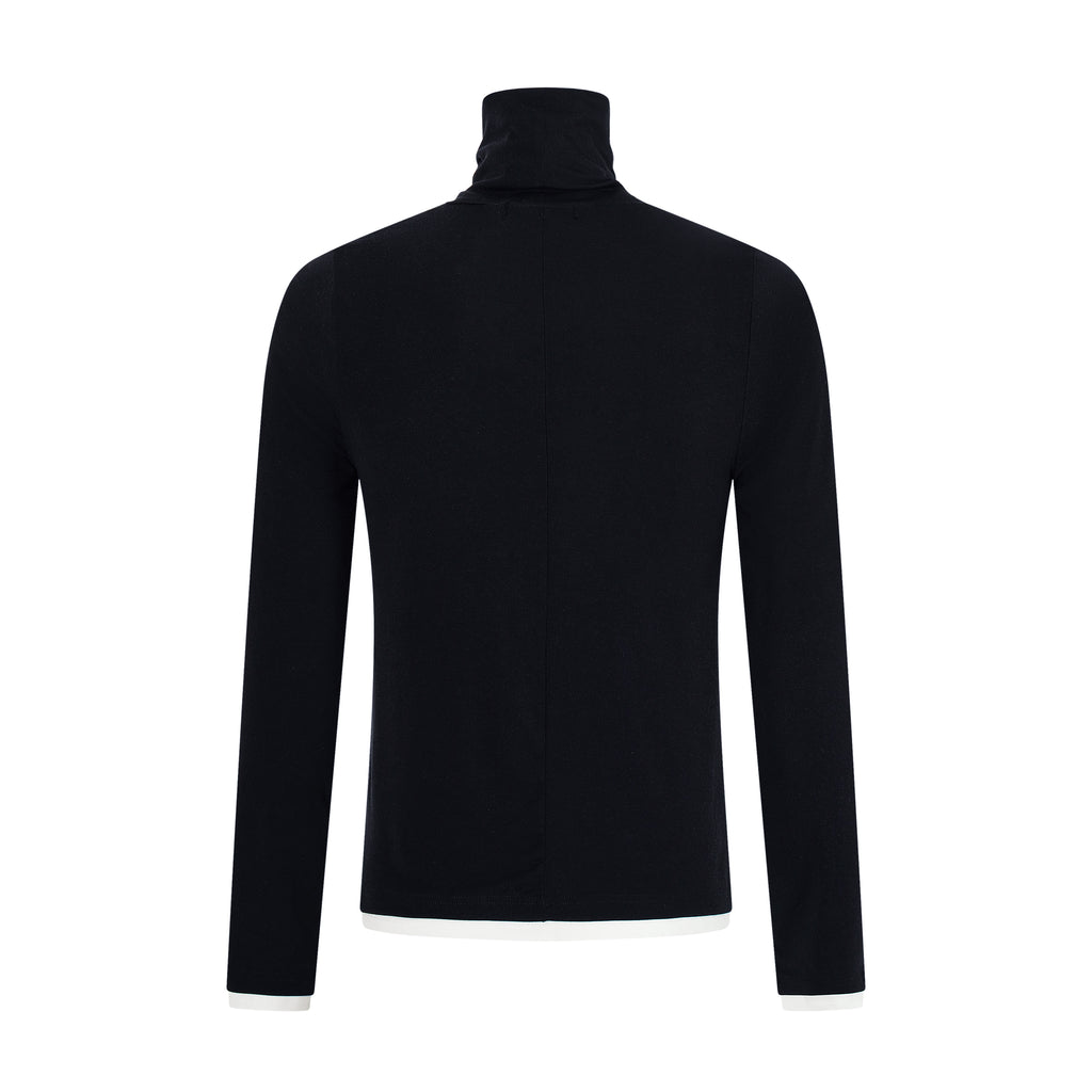 MADWITCH CONTRAST-LAYERED LYOCELL HIGH-NECK SLIM-FIT LONGSLEEVE TEE #AW26144