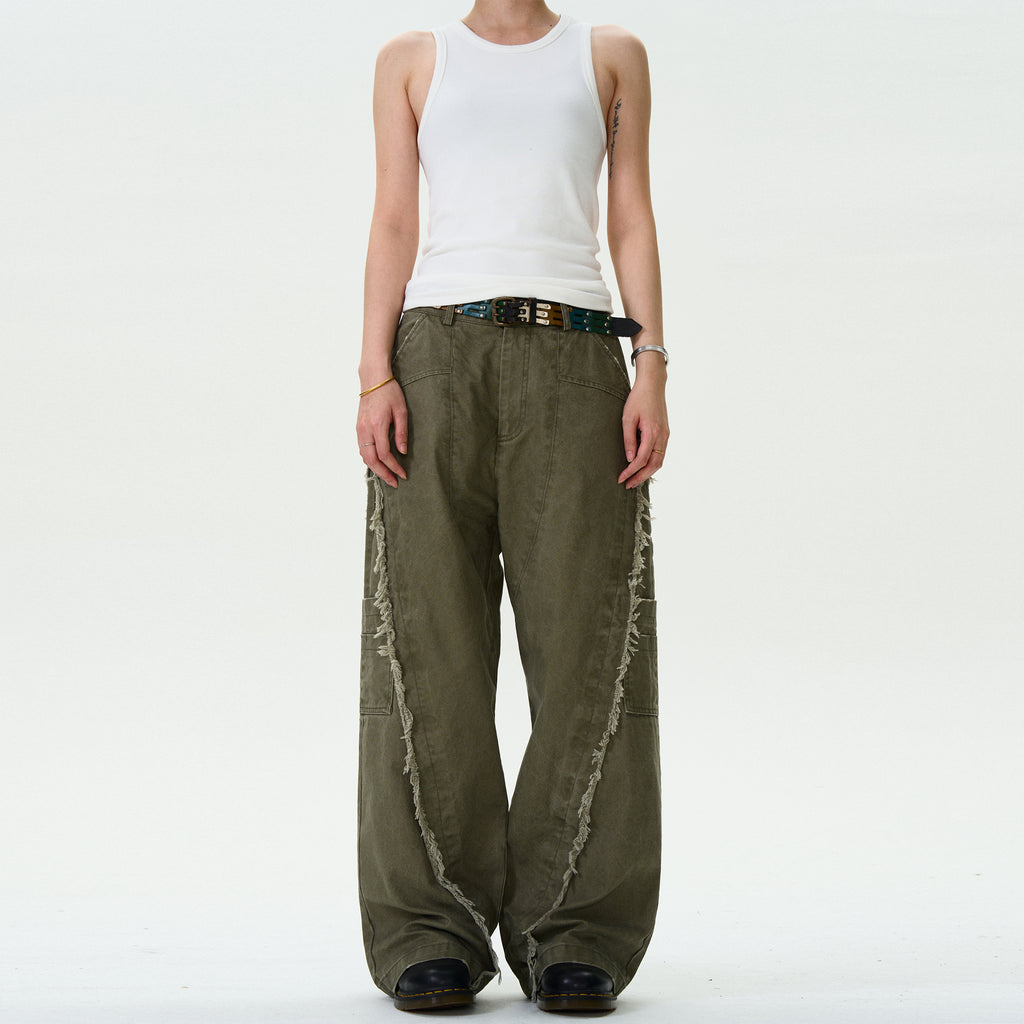MADWITCH TASSELED CUT-OFF WORK PANTS #CK6612