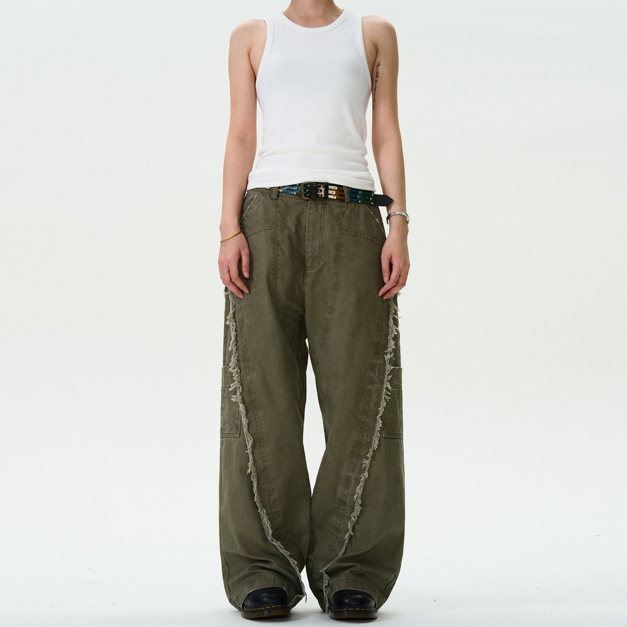 MADWITCH TASSELED CUT-OFF WORK PANTS #CK6612