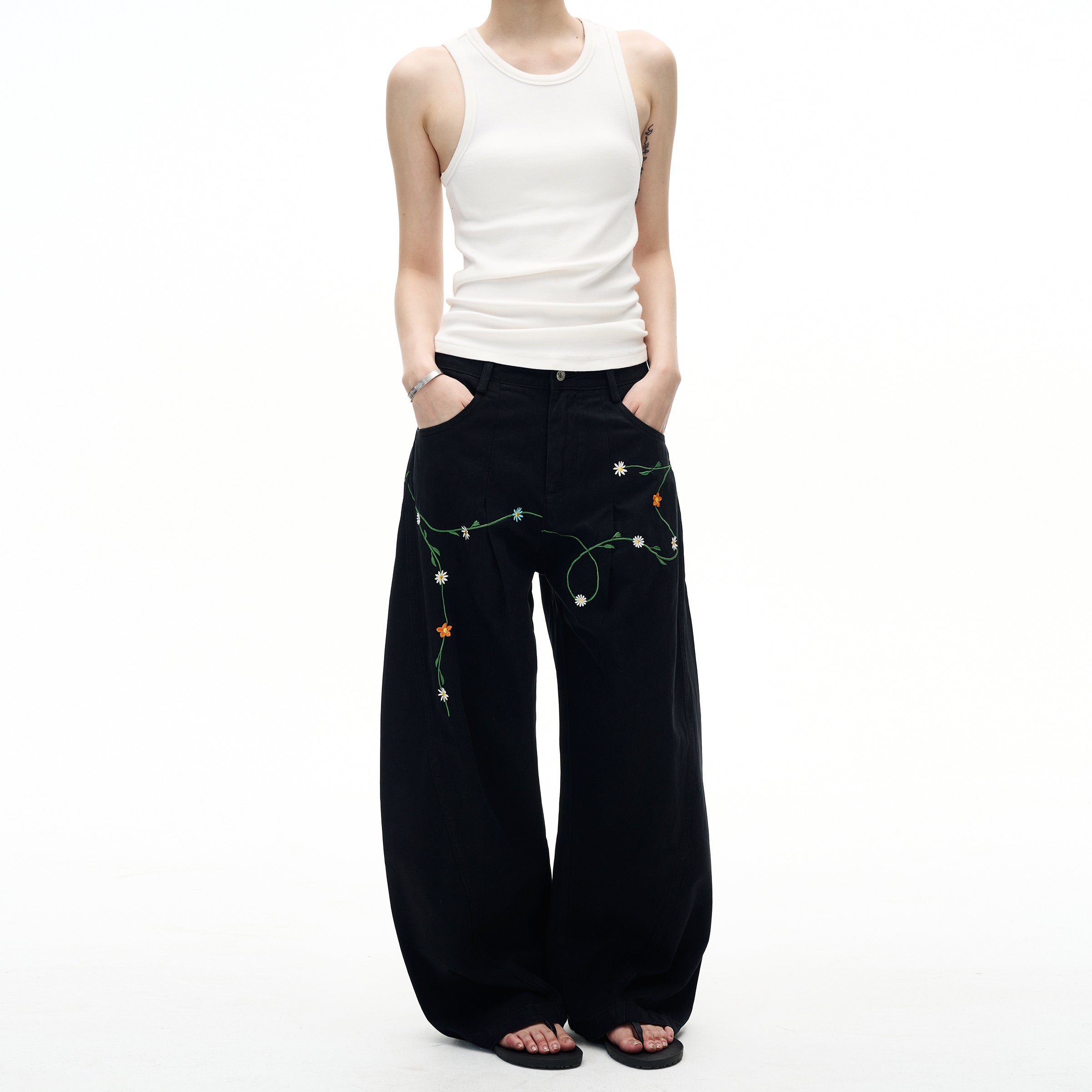 MADWITCH FLORAL PATCH CARGO PANTS #E5807