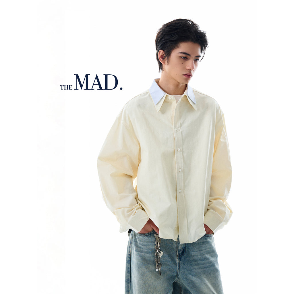 MADWITCH DOUBLE COLLAR PATCHWORK SHIRT #RC140