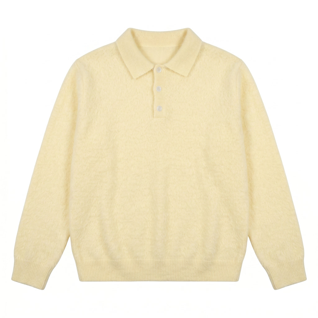 MADWITCH FAUX-MINK POLO KNIT SWEATER #RM34