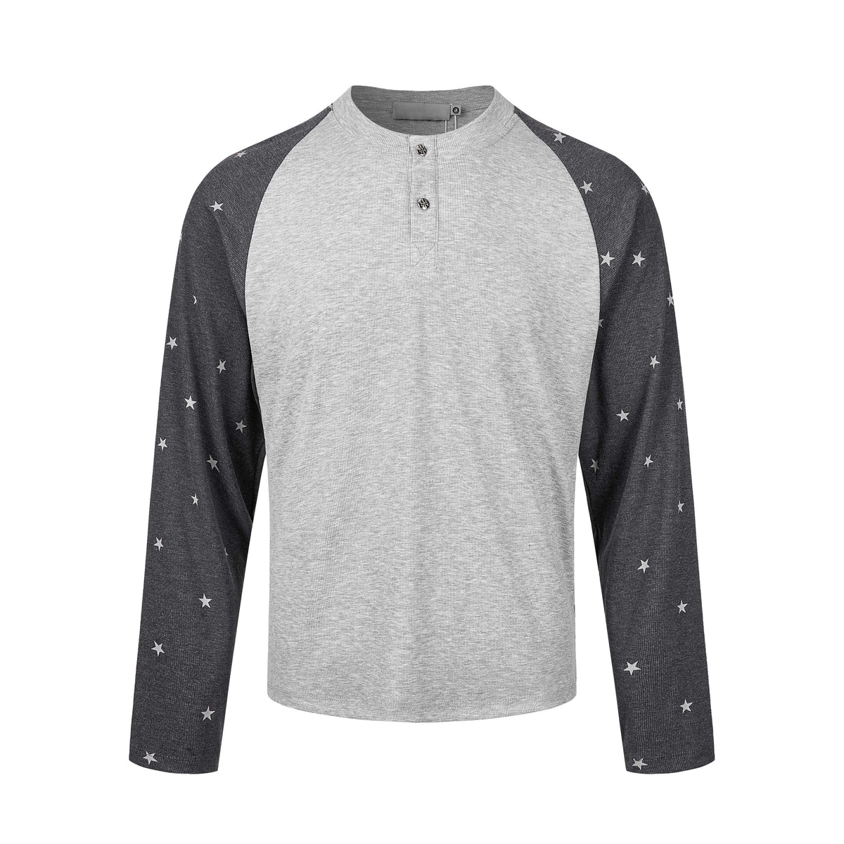 MADWITCH STAR-PRINT COLOR-BLOCK RAGLAN HENLEY TEE #2607TX5113