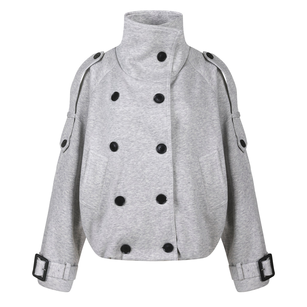 MADWITCH DOUBLE-BREASTED UTILITY-STRAP STAND-COLLAR SWEATSHIRT #G2611
