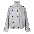 MADWITCH DOUBLE-BREASTED UTILITY-STRAP STAND-COLLAR SWEATSHIRT #G2611
