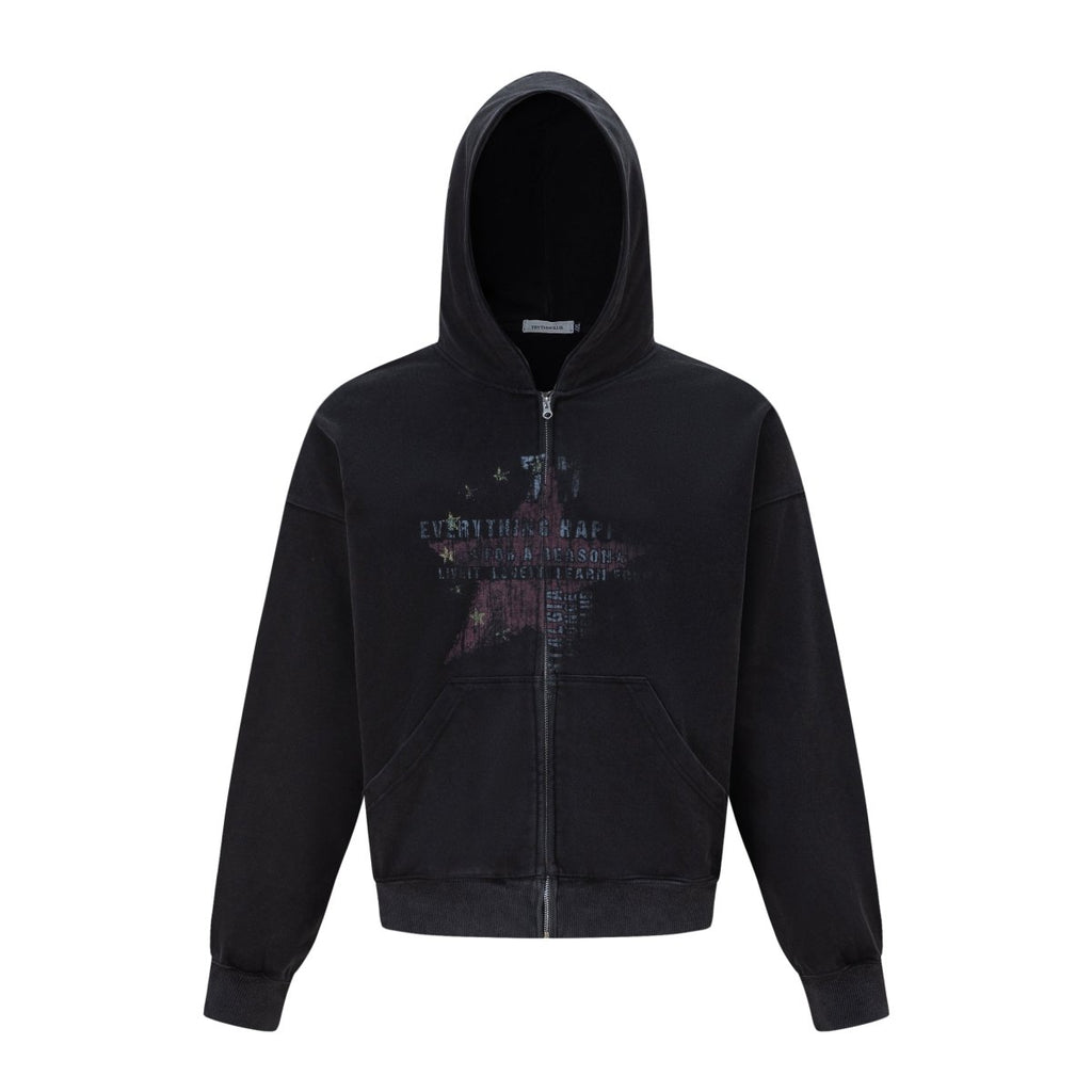 MADWITCH STAR GRAPHIC WASHED ZIP HOODIE 27561 - MadWitch Store
