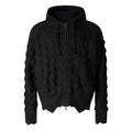 MADWITCH ASYMMETRIC CABLE-KNIT HOODED CARDIGAN #L2026708