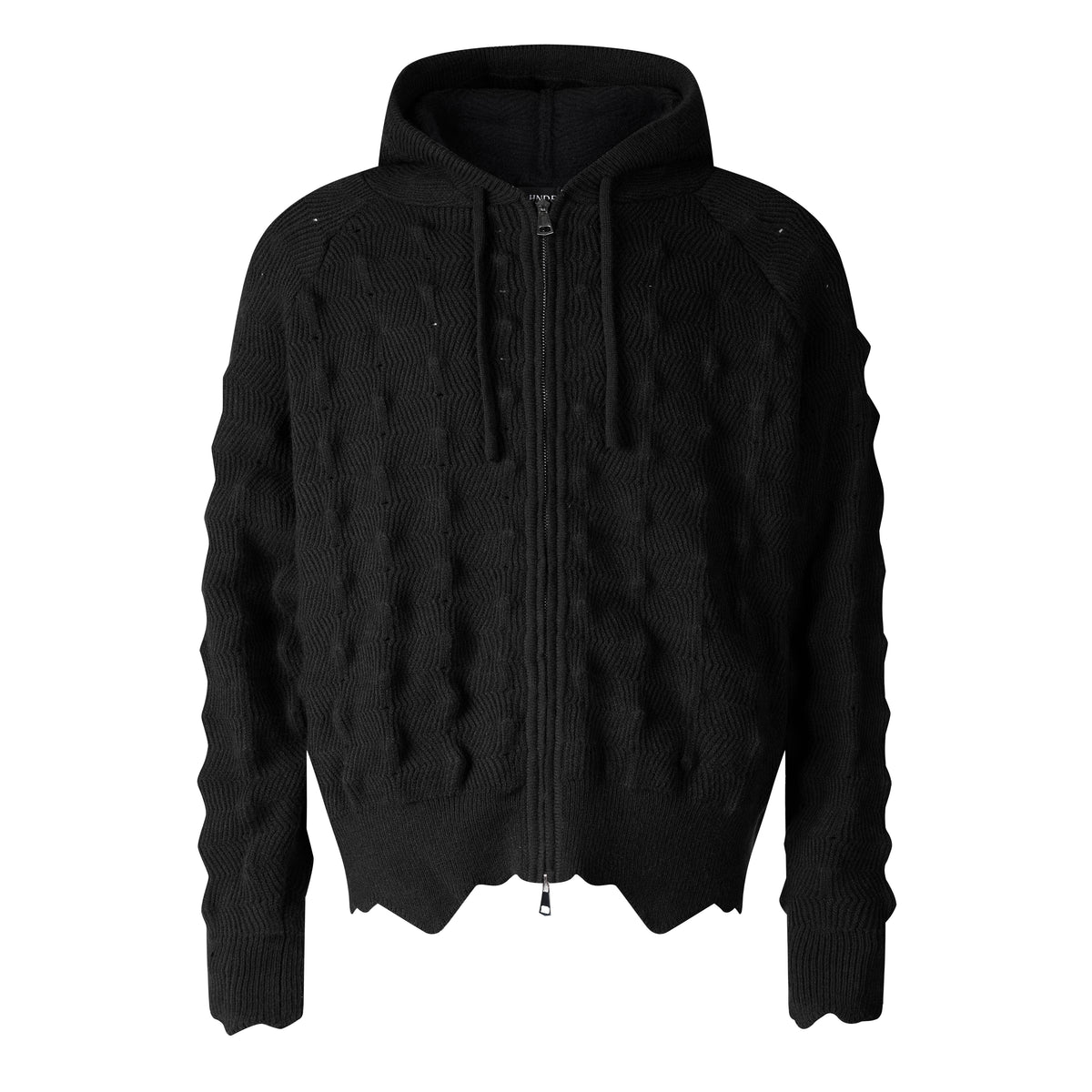 MADWITCH ASYMMETRIC CABLE-KNIT HOODED CARDIGAN #L2026708