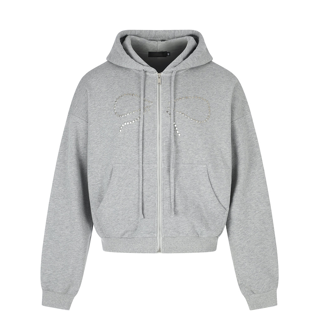 MADWITCH STUDDED-BOW RELAXED ZIP HOODIE #DC0305