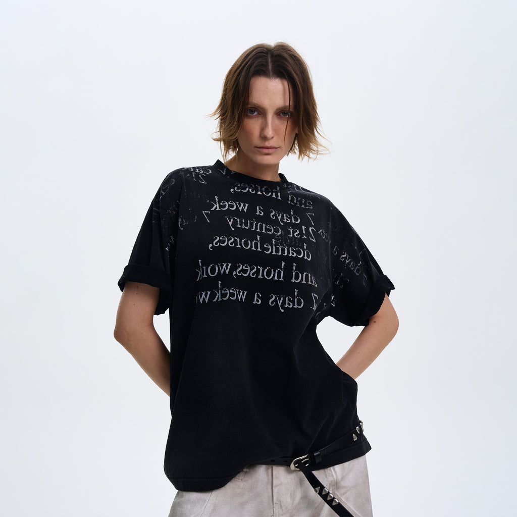 MADWITCH GRADIENT LETTER PRINT T-SHIRT #MD4150