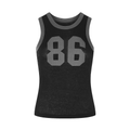 MADWITCH CONTRAST-TRIM GRAPHIC RIBBED CROPPED TANK TOP #BC165N