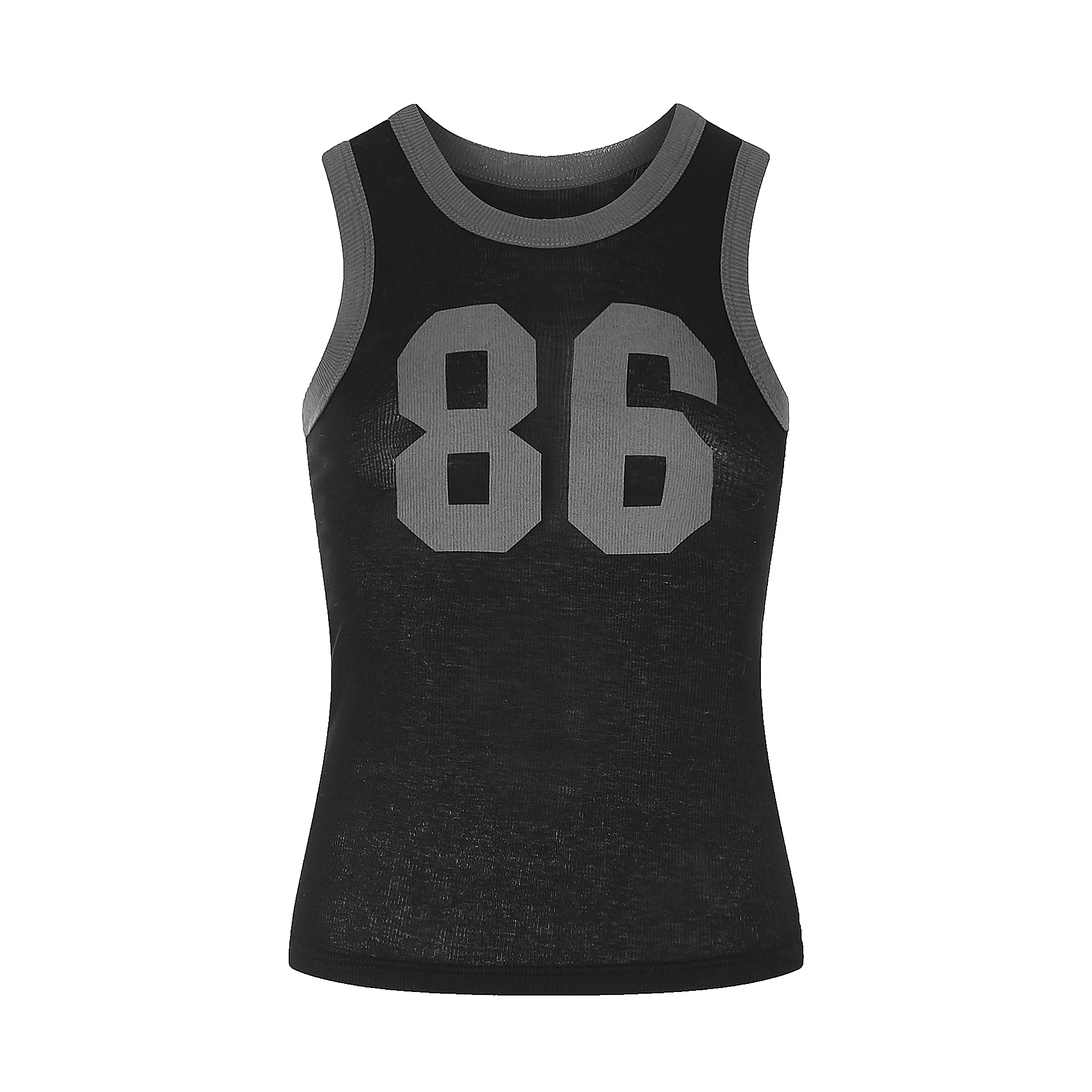 MADWITCH CONTRAST-TRIM GRAPHIC RIBBED CROPPED TANK TOP #BC165N