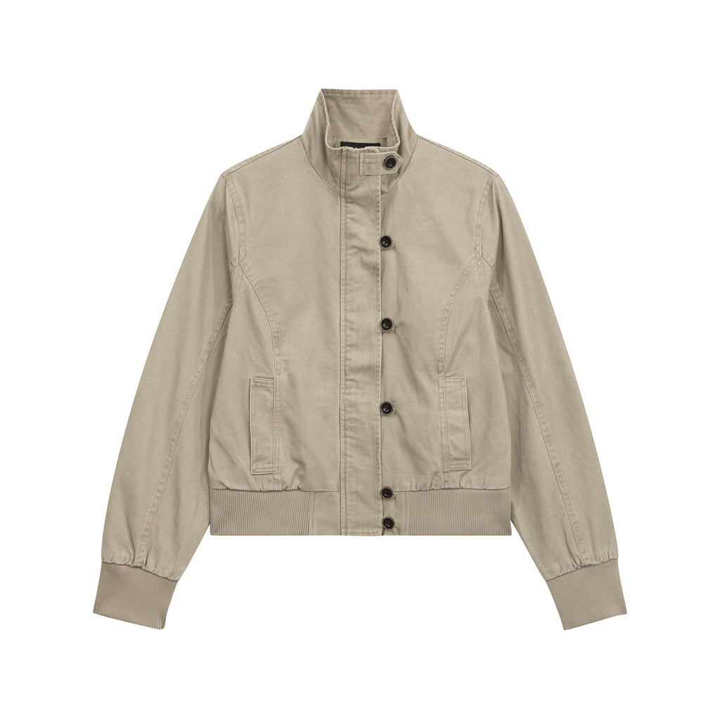 MADWITCH DRAWSTRING-BACK CROPPED STAND-COLLAR JACKET #N605