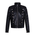 MADWITCH NAPOLEON-BUTTON CROPPED LEATHER BIKER JACKET #AW26188