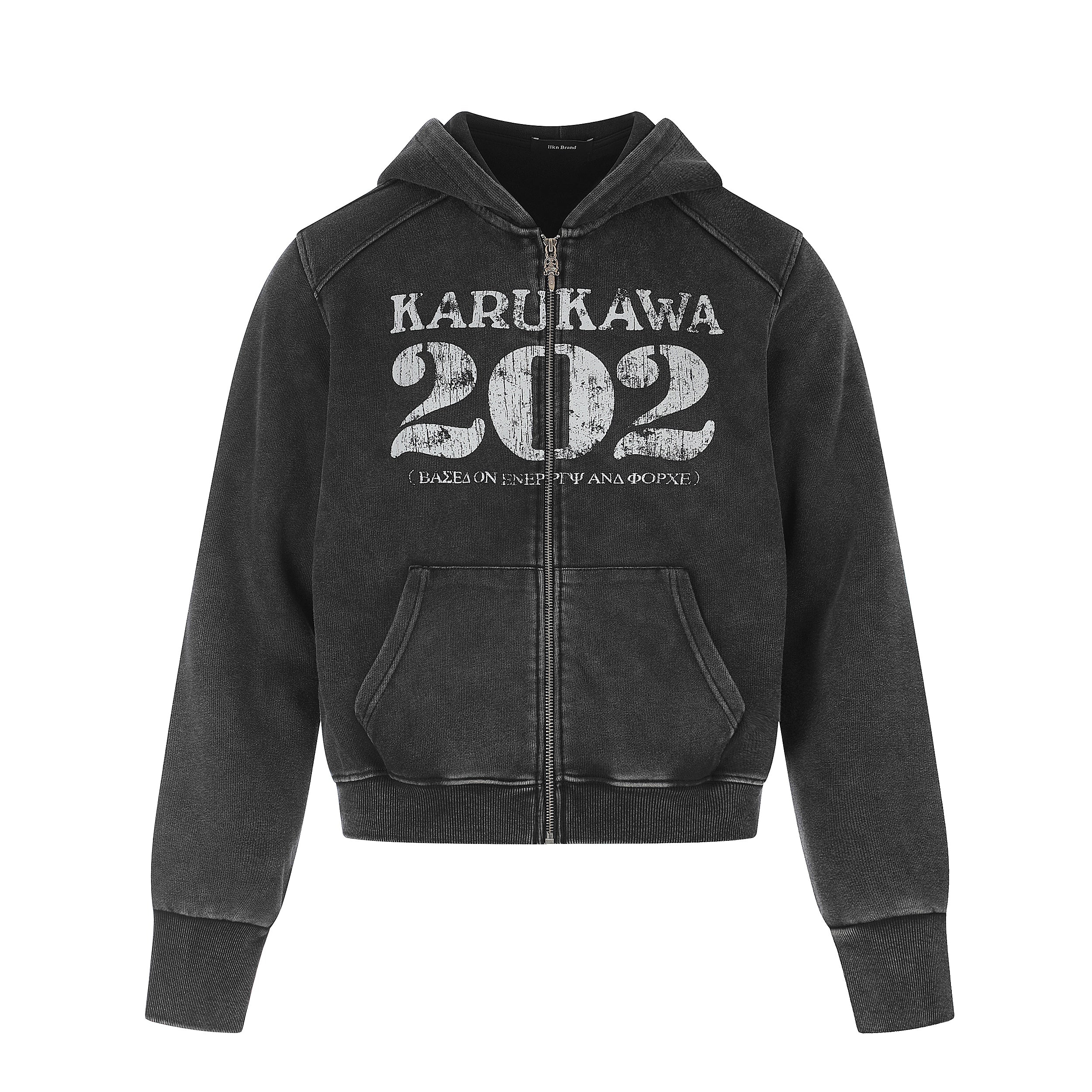 MADWITCH CRACKED-PRINT WASHED ZIP HOODIE #CW1375N