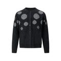 MADWITCH POLKA-DOT JACQUARD CREWNECK RELAXED BUTTON CARDIGAN #27630