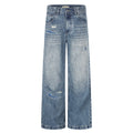 MADWITCH CONTRAST-STITCH WAXED-BLACK WIDE-LEG JEANS #GPC9859